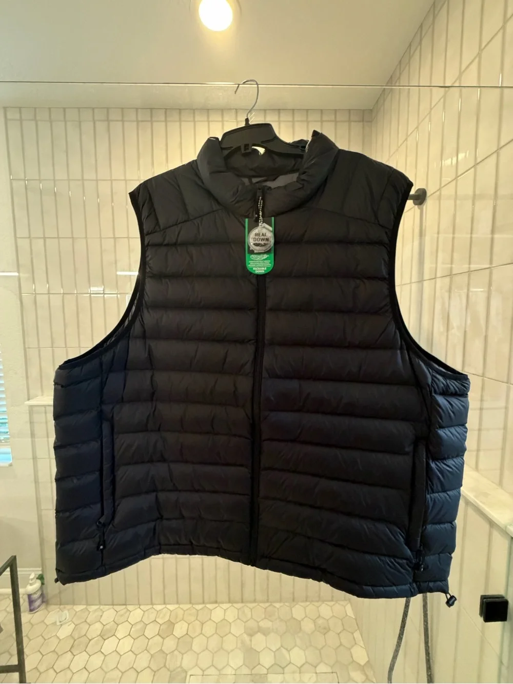 Solaris Men's Black Quilted Down Vest with Stand Collar